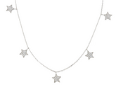 Diamonique Motif Star Dangle Sterling Silver Necklace